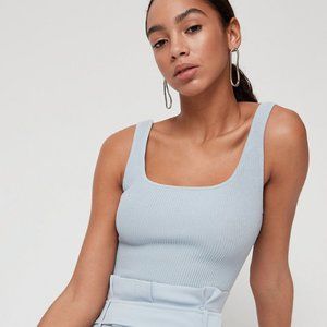 Babaton Sculpt Knit Squareneck Tank Light Blue XXS